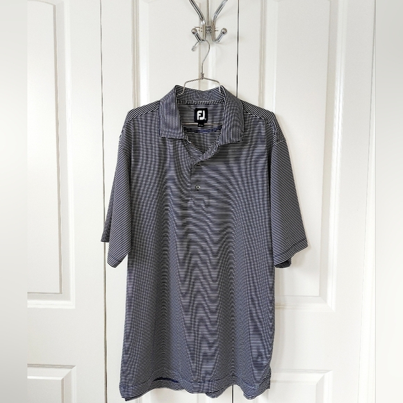 Navy Blue Micro Stripe Golf‎ Polo FootJoy size Large - Picture 1 of 5